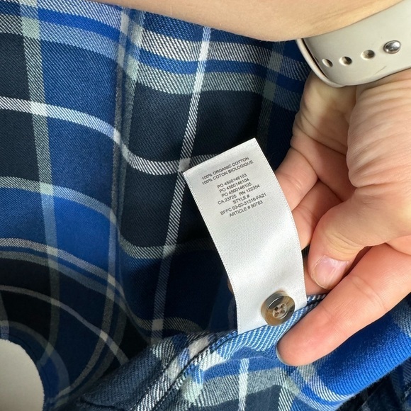 Aritzia TNA Oversized Blue Long Sleeve Flannel Organic Cotton - Picture 13 of 14